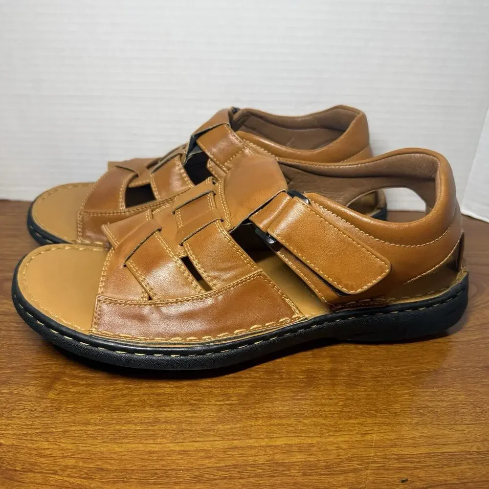 Pleasure Island Casuals Men’s Sandals Size 8.5 Brown Euc